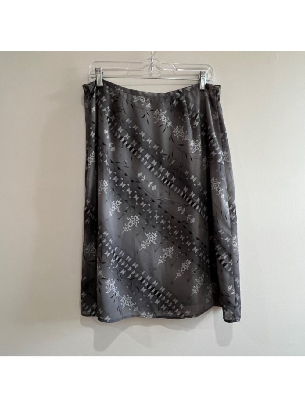 Apostrophe 90s Midi Skirt Womens 14 Gray Abstract Print Embellished Fairy Grunge - Picture 2 of 8